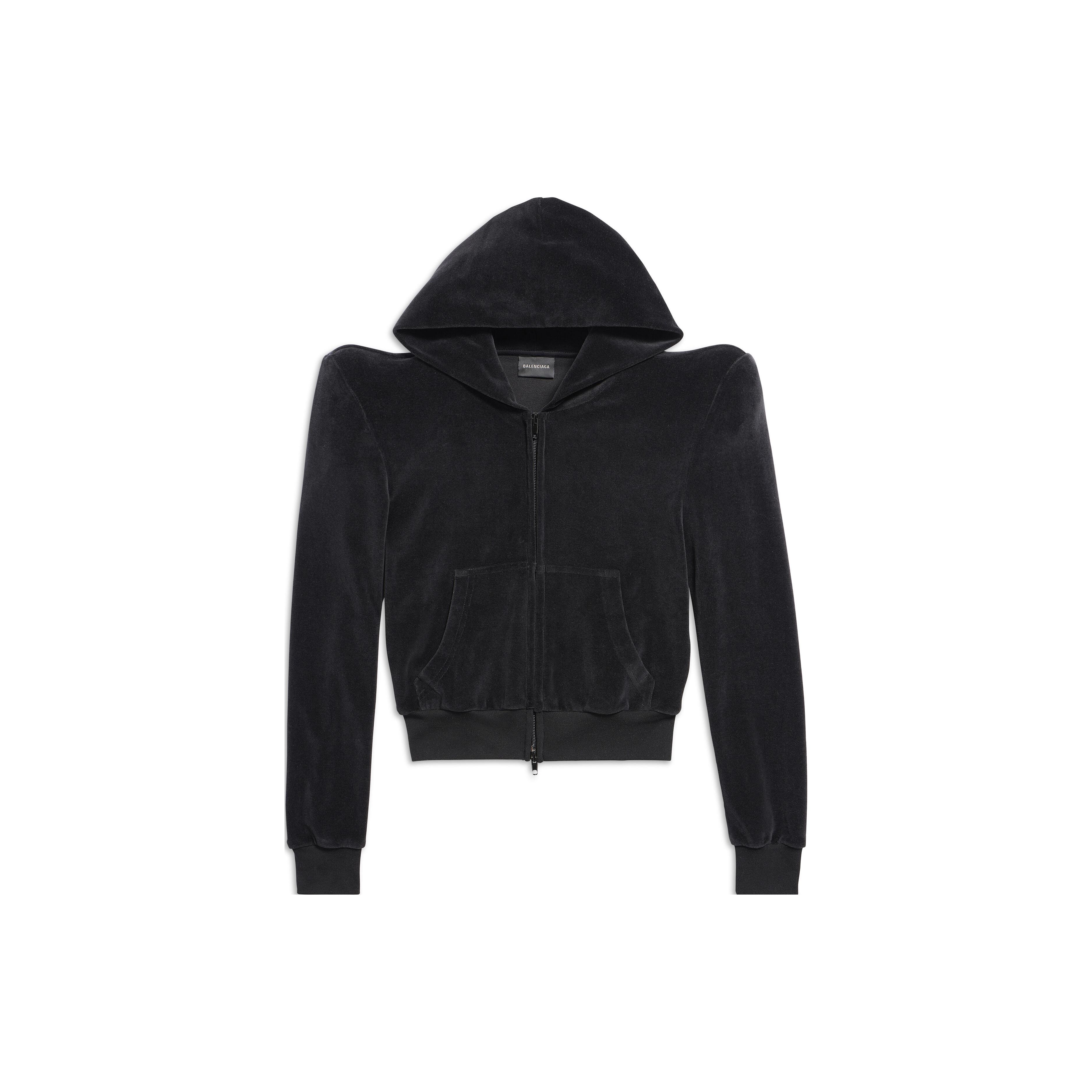 

Худи на молнии с круглым плечом Balenciaga, облегающего кроя, черного цвета, женская уличная одежда 767880TNV611000 M