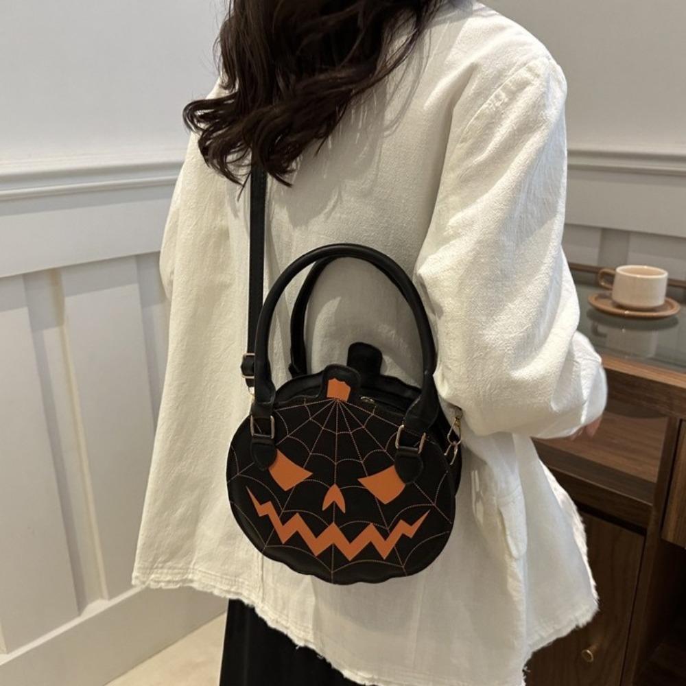 Skull Pumpkin Shape Bag Round Ghost Handbag Fashion Halloween Shoulder Bag  Women