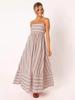 Spring/Summer 2024 Striped Off-Shoulder Wide-Hem Camisole Dress - Fresh Casual Vacation Style