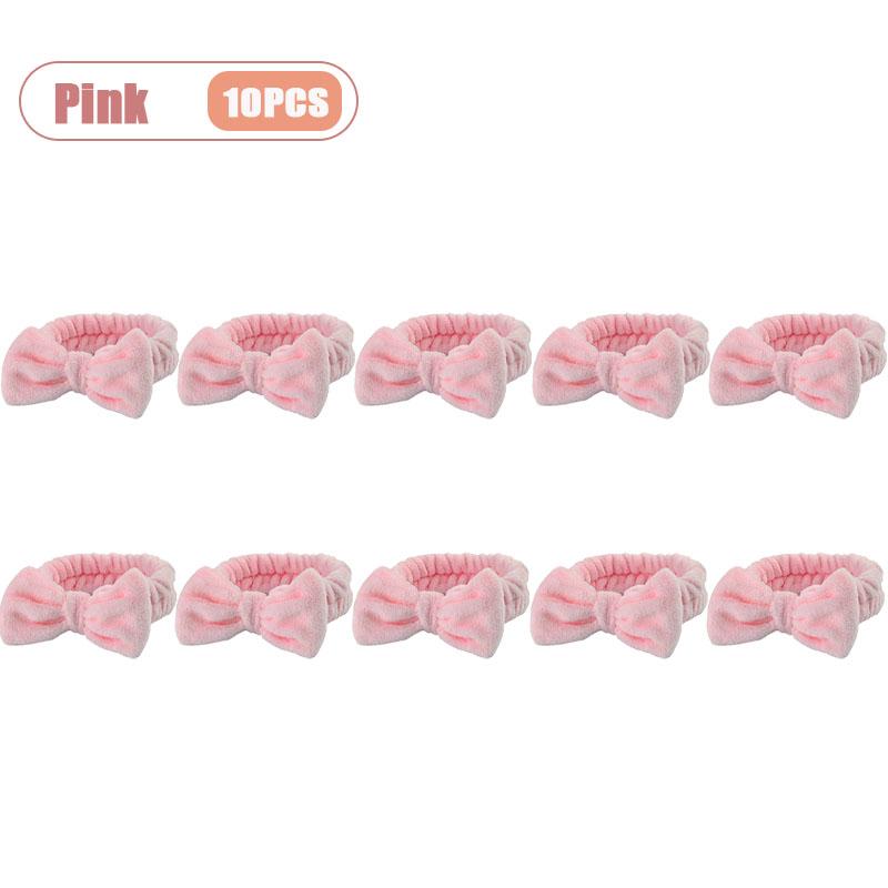 1-20PCS Soft Coral Fleece Headband for Face Washing Makeup Bow Design Hair Hoop Light Beige Yoga Turban for Girls Women