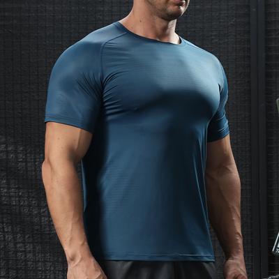 Herren Schnelltrocknendes Kurzarm Sport T-Shirt Gym Trainings Trikots Fitness Shirt Trainer Lauf-Tee Atmungsaktive Sportbekleidung