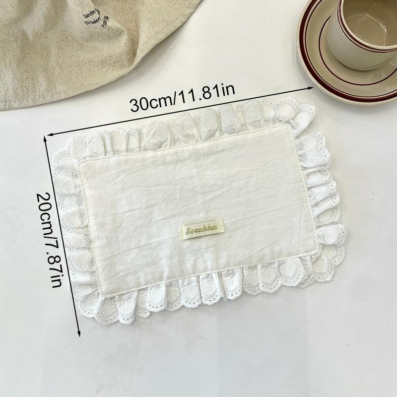 1Pc Placemat Rural Style Love Pattern Fresh Sweet Fabric Art Photography Props Coaster Originality Lace Trimmings Home Decor