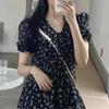 GMXIA Floral Temperament Skirt Small Mid-length Short Sleeve Small Fresh Dress Fairy