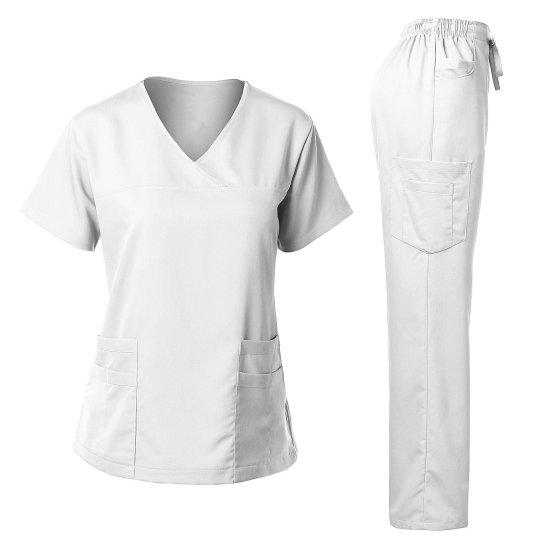 Ensemble uniforme Haut col rond Fermeture éclair Manches courtes Poches Pantalon Taille élastique Ensemble rapide
