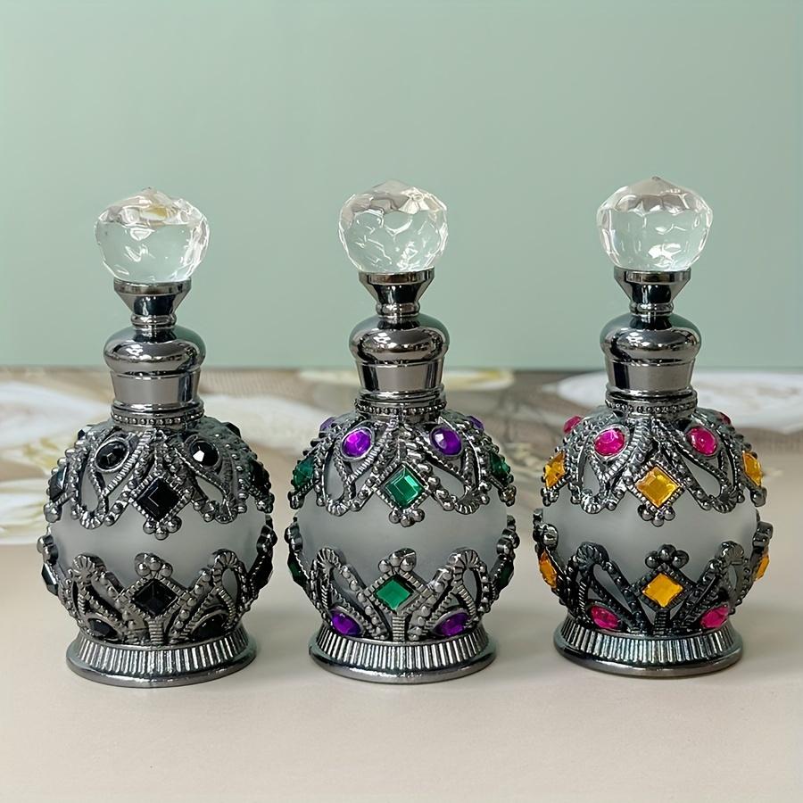 0.51oz Vintage Round Glass Perfume Bottle, Dubai Arabic Style, Home Decor Dresser Ornament, Festive Gift for Women