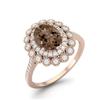 8X6mm Oval Smoky Quartz 925 Sterling Silver Rose Vermeil Solitaire Halo Floral Engagement Women Ring