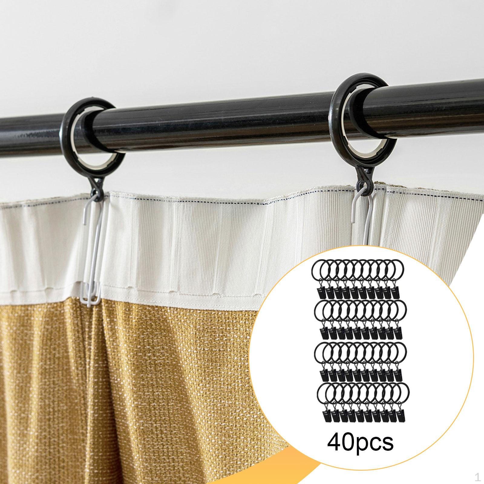 

Curtain Rings with Clips Hangers Drapes Versatile Practical Replacement Premium Easy to Inner 3.2cm 40 pack