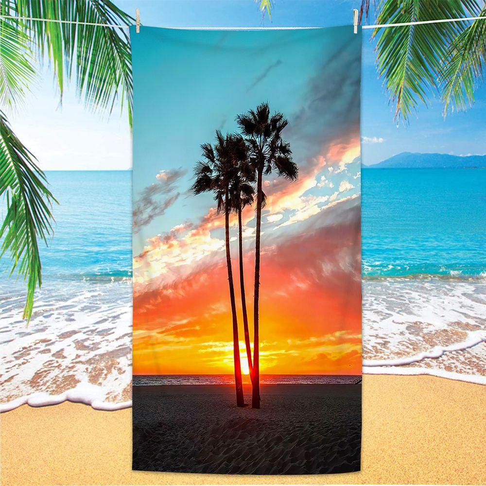 Coconut Palm Trees Beach Towel Microfiber Tropical Beach Beach Towels for Travel Quick Dry Super Absorbent Sand Proof Bath Towel