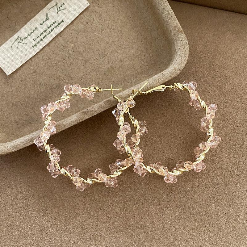 

Summer dopamine color crystal beaded earrings women s niche design exaggerated earrings women s light luxury high-end earrings