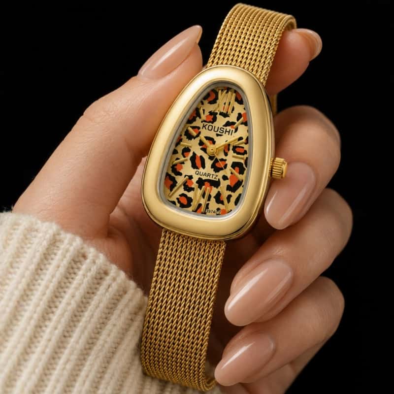 Unique Snake Shape Leopard Dial Ladies Watch Luxury Mesh Bracelet Women Quartz Analog Wristwatch Fashion Dress Female Clock Gift
