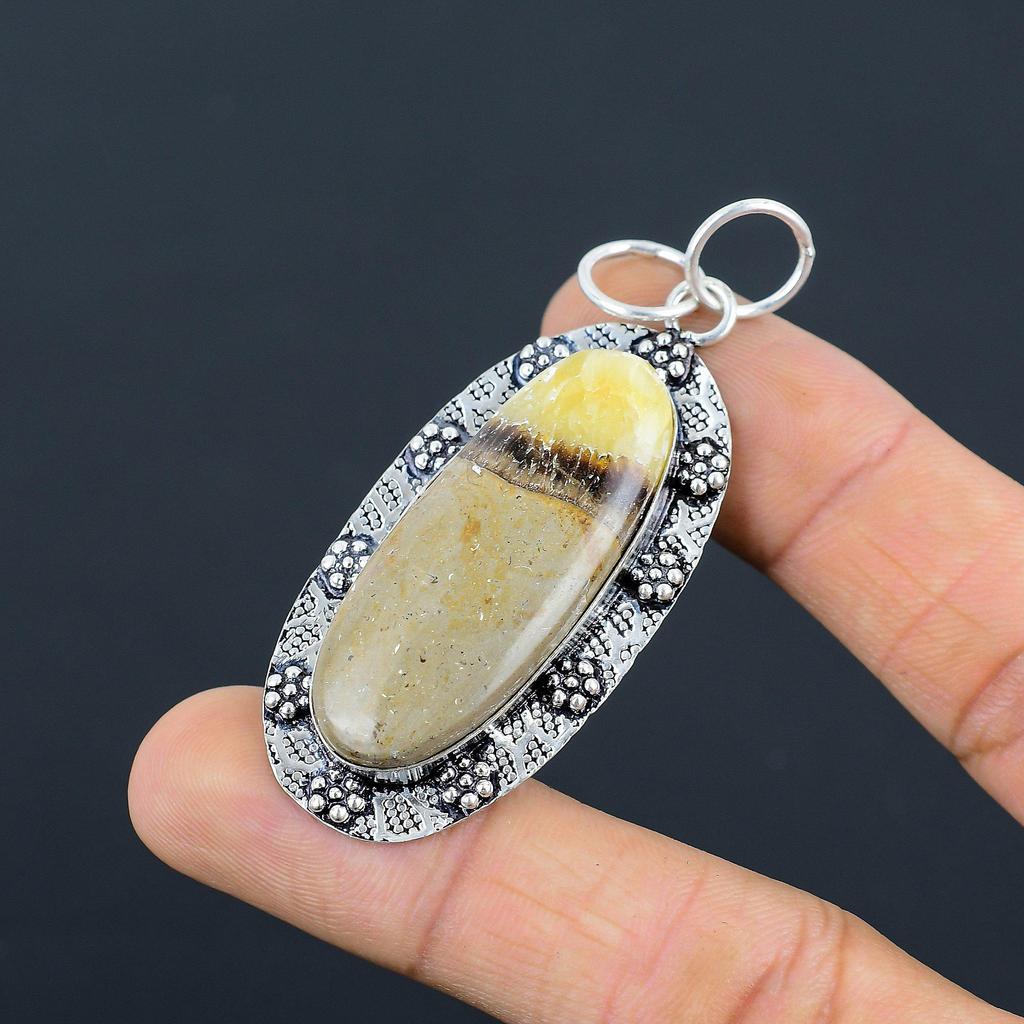 Daughters Day Sale 925 Sterling Silver Natural Septarian Bezel Artisan Pendant