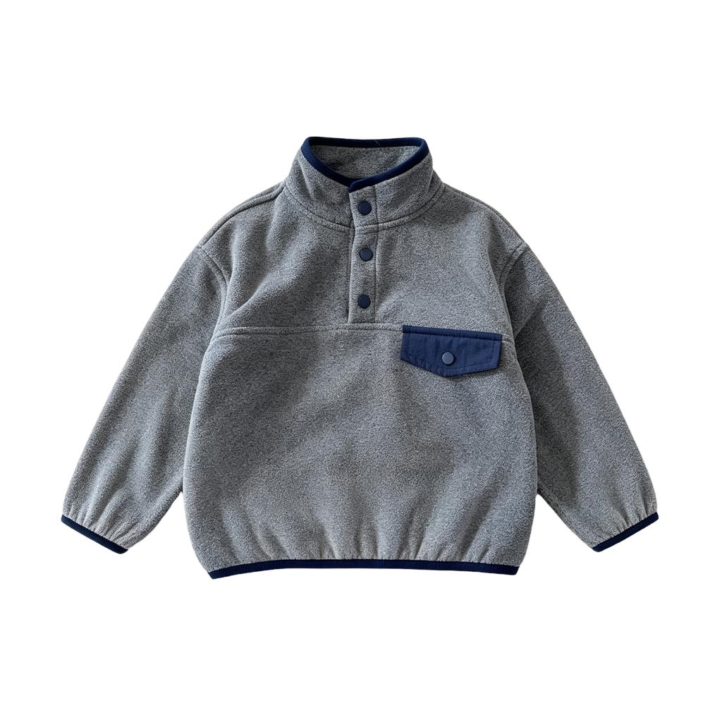 Kids Color Block Half-Zip Pullover Sweatshirt Mid-High Collar Loose Fit Casual Top