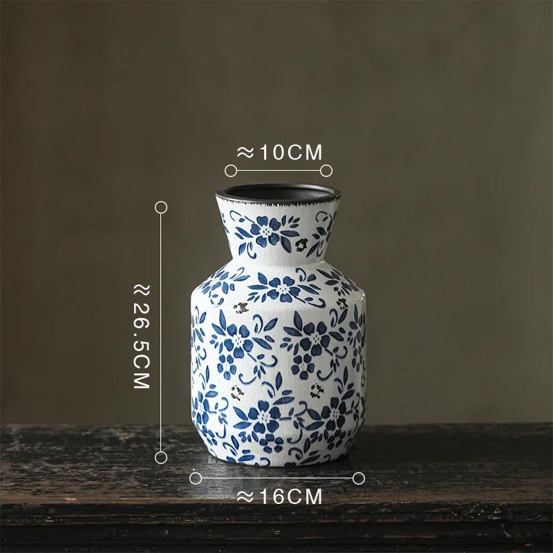 Blue and White Porcelain Vase Hydroponics Ceramic Flower Pots Desk Decoration Flower Arrangement Vases Room Aesthetic Decor