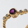 Wave Ring K18 yellow gold/Ruby/diamond #4.7(US Size) 1.3g Women Used