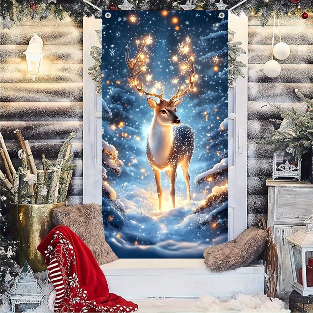 Colorful Reindeer and Snowflake Christmas Flags Easy To Hang Design for Indoor and Outdoor Holiday Decorations