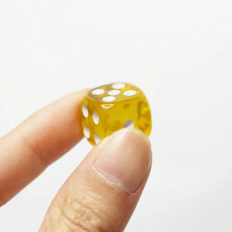 10Pcs 10Colors Acrylic Transparent 16Mm Clear Color Six Sided Spot D6 Playing Games Dice Set For Bar Pub Club Party Board Game