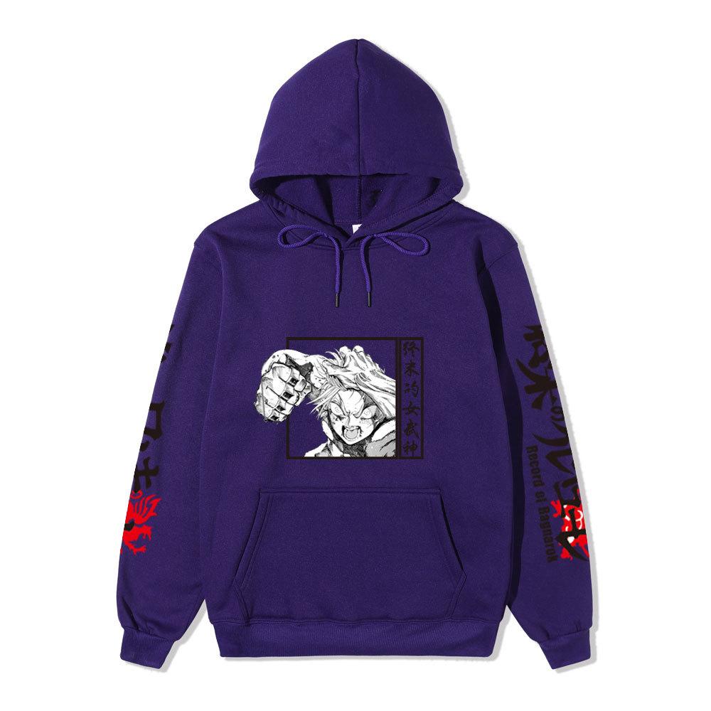 Record of Ragnarok Thor Manga Hoodie Vertikaler Japanischer Chinesischer Text Drachenprint Anime Pullover Sweatshirt