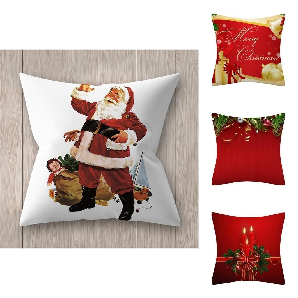 Luxurious Soft Polyester Peach Skin Christmas Cushion Cover With Santa Claus Design