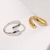 Women Finger Ring Minimalist Geometric Design Adjustable Fit Open Ring Stainless Steel Texture Stacking Thin Ring Jewelry Gift