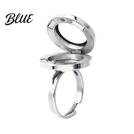 Unique Ring with Storage Box Round Photo Locket Adjustable Holds