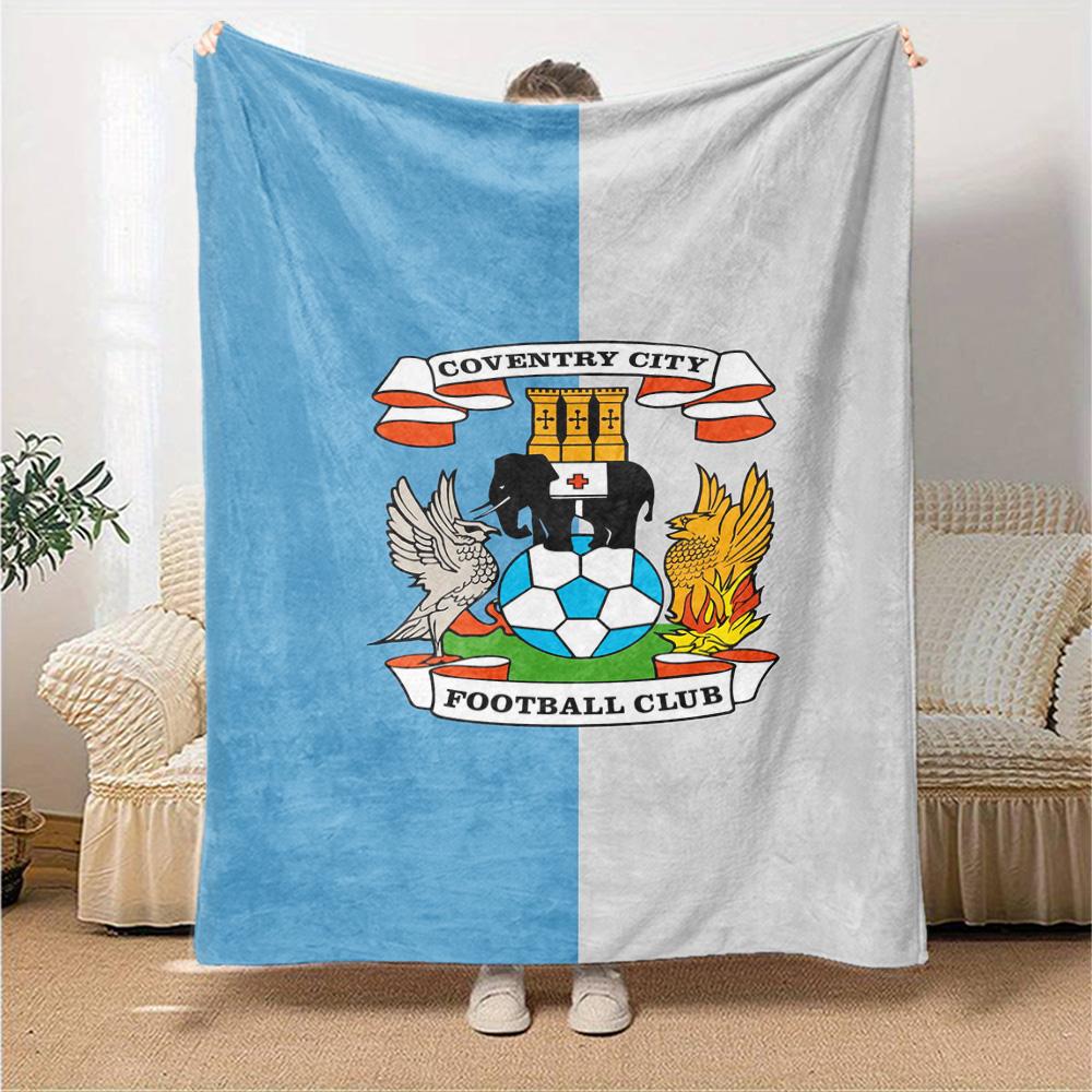 Coventry City Football Club Stemma Bandiera Stampa Coperta in Flanella Morbida Calda Coperta da Divano Letto Soggiorno