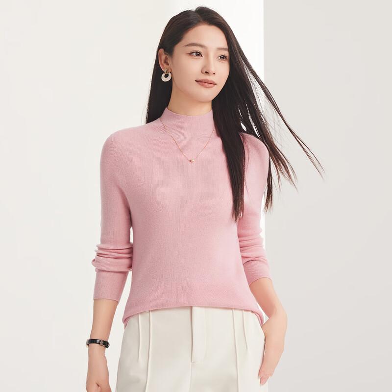 FAPAI Women's 100% Lambswool Slim Fit Semi-High Neck Sweater