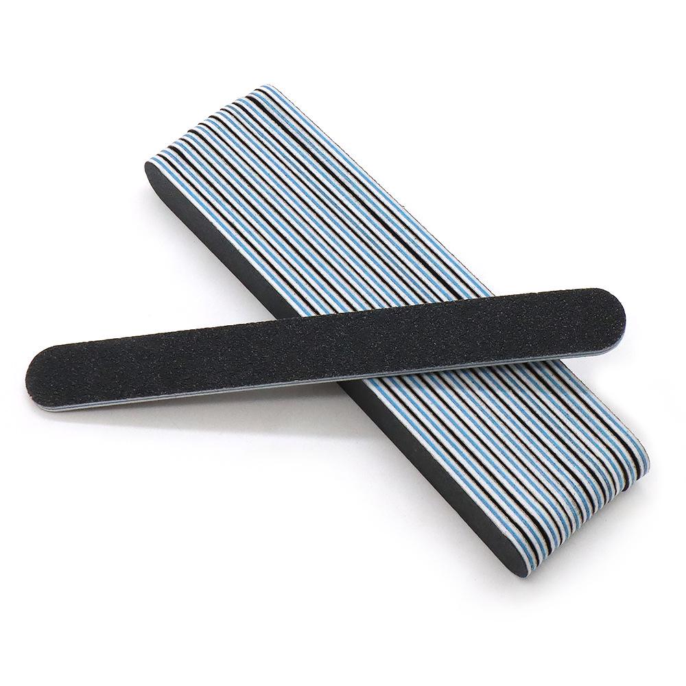 Nail File Strips - Black and Blue Core, Straight Shape, Double-Sided, 100/180 Grit Manicure Polishing Strips