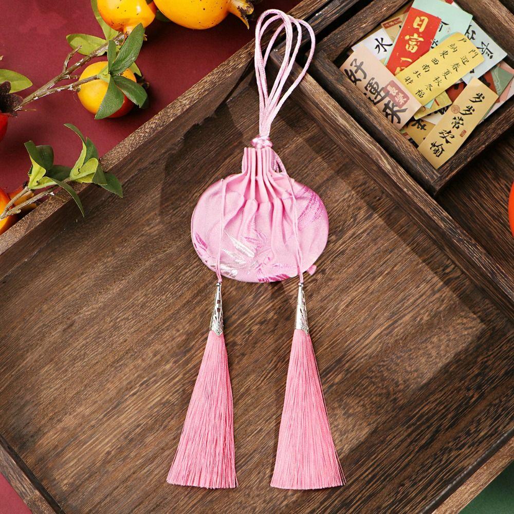 Elegant Jewelery Drawstring Bag with Tassel Retro Brocade Pouch Empty Sachet  Hanfu Accessories