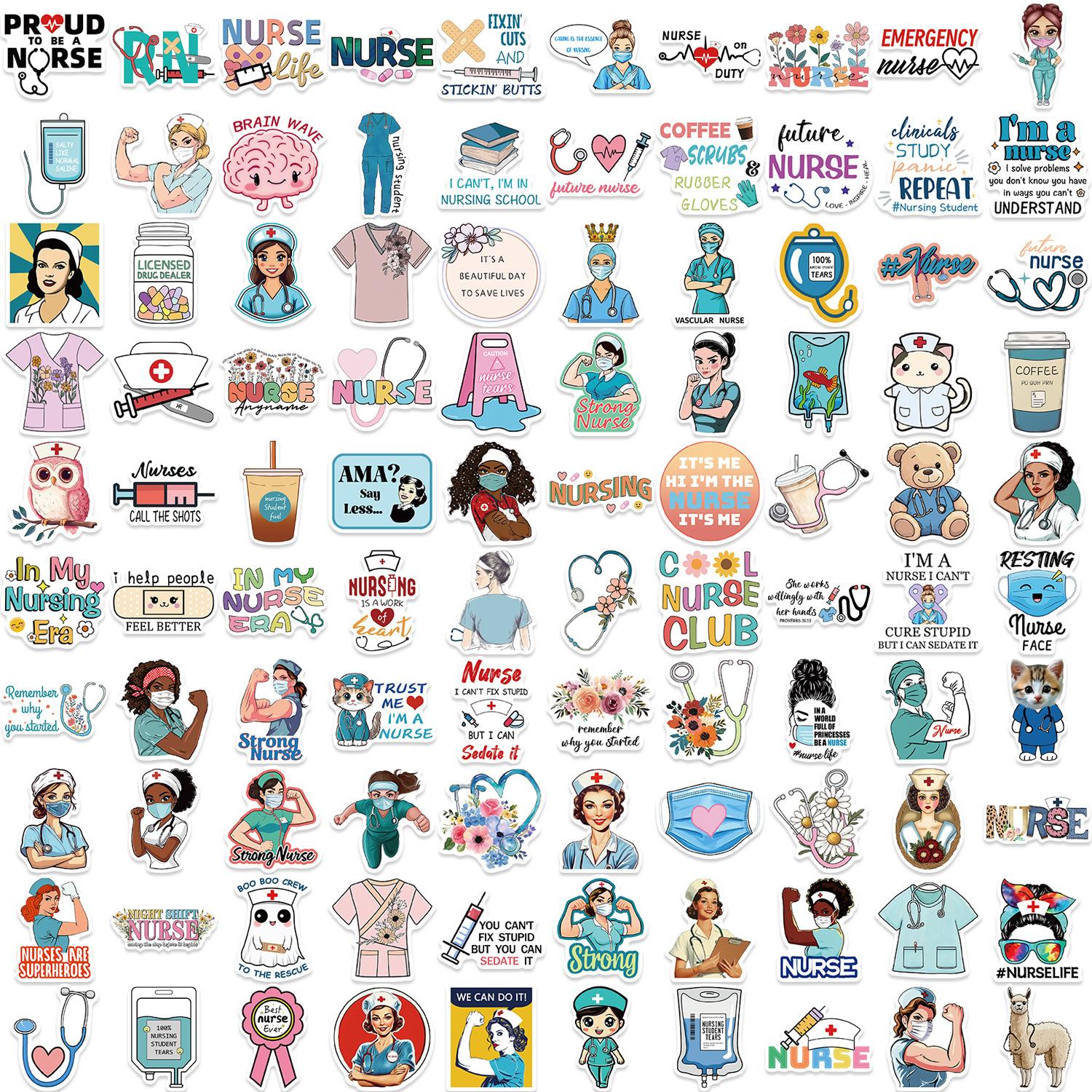 

100 Cartoon Nurses Day Graffiti Stickers DIY Decorative Guitar Notebook Suitcase DIY Waterproof