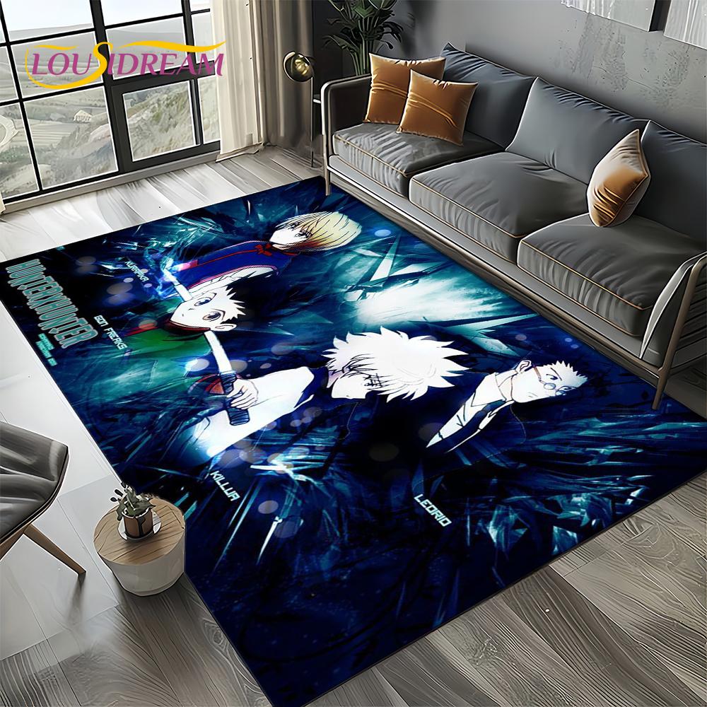Alfombra HxH Anime Hunter×Hunter Dibujos Animados para Dormitorio Sala de Estar Decoración de Sofá del Hogar, Alfombrilla Grande Decorativa Infantil Regalo