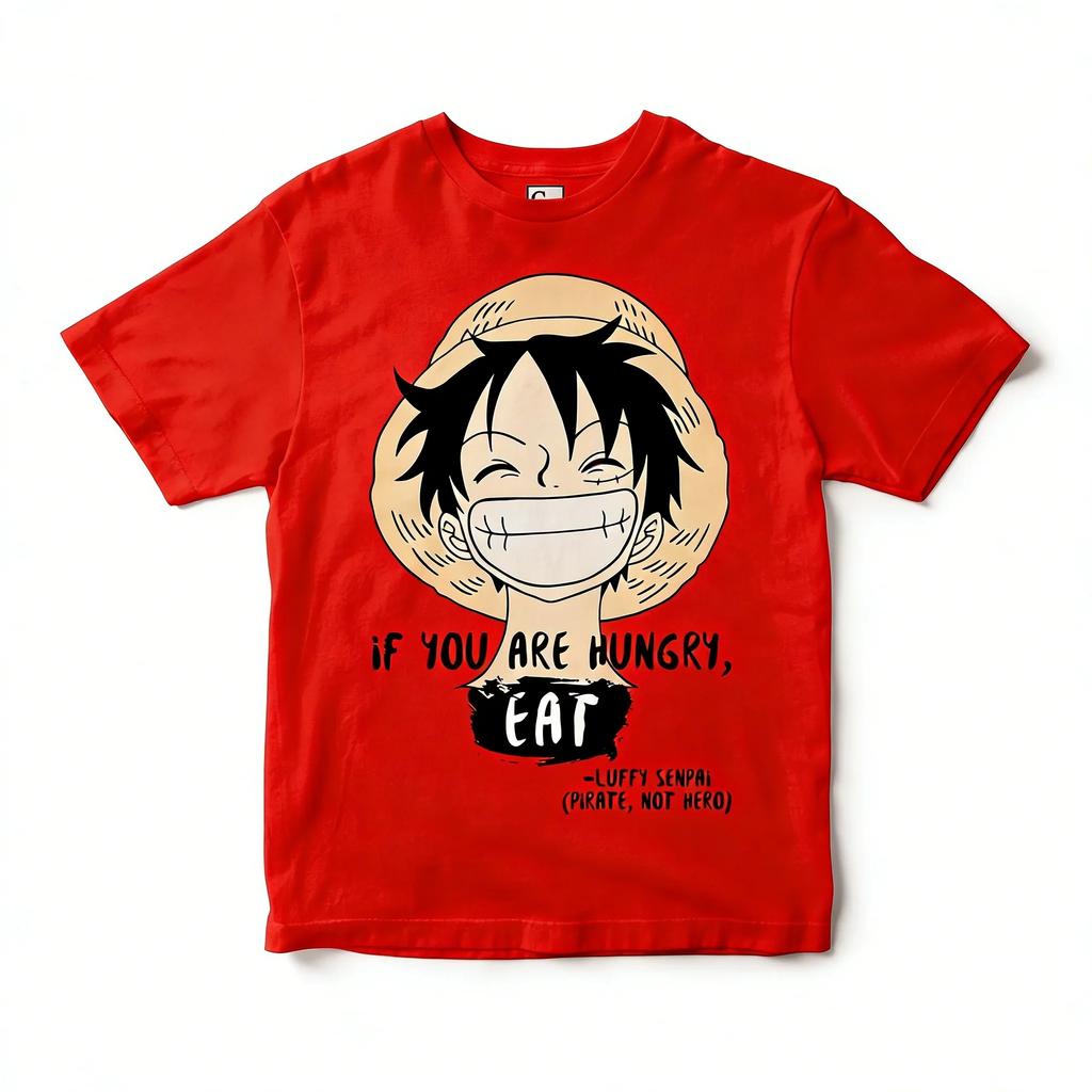 Men and Kids One Piece Luffy Anime T-Shirt White Cotton Graphic Tee Quote Design Soft Casual Wear for Otaku Campus Daily Outfit