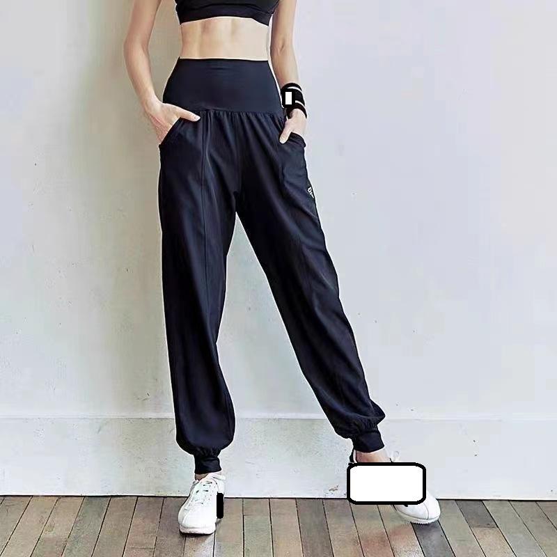 

Женские быстросохнущие брюки для йоги с высокой талией, всесезонные удобные наклонные карманы, длинные стильные спортивные штаны XS чёрный