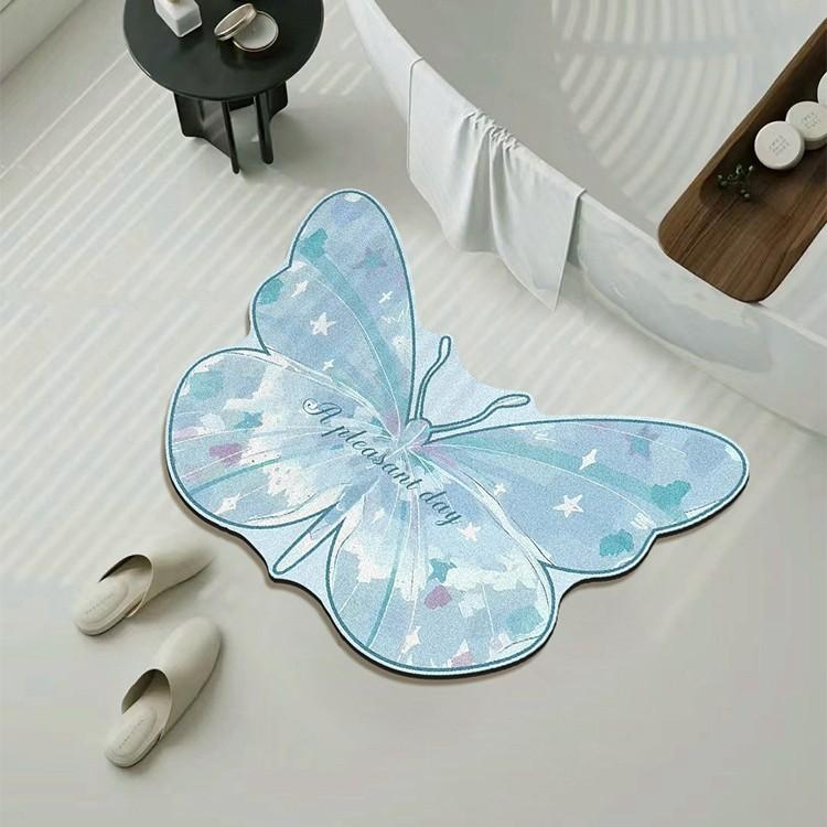 

National Wind Butterfly Diatom Mud Подушка для унитаза, впитывающий коврик для ног, быстросохнущий коврик для входа в туалет 40 * 60CM