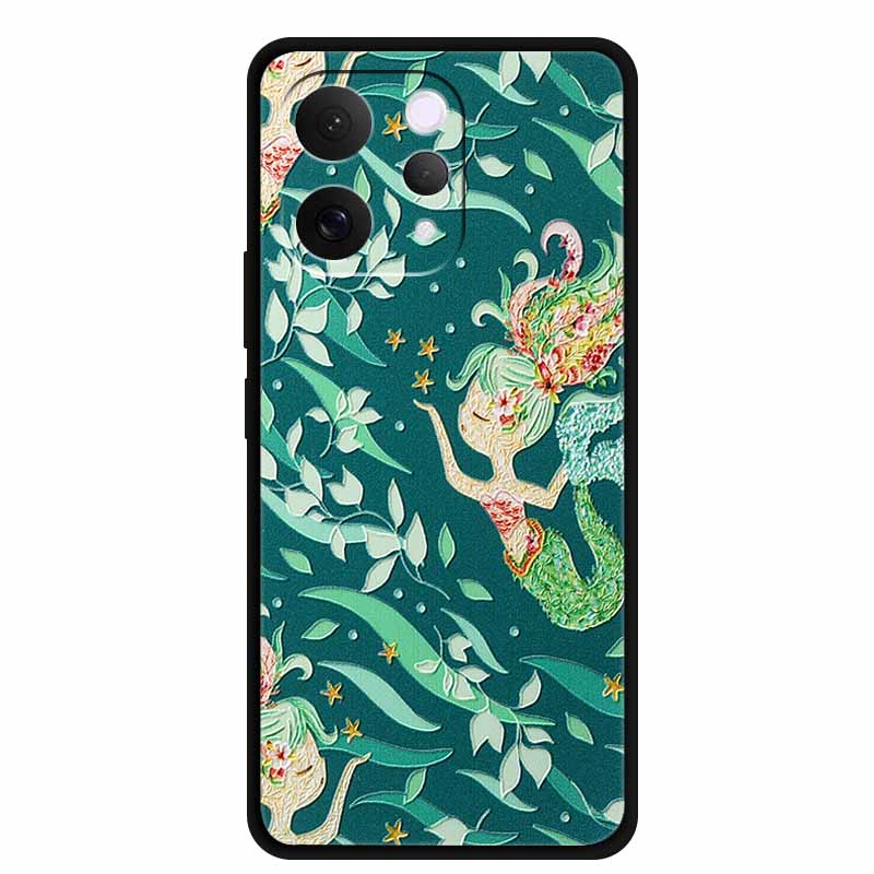 For Vivo S50 5G Case 3D Emboss Flower Black Silicone Soft Back Cover Case For Vivo S50 2025 Phone Case 6.59" Coque V2528A Fundas