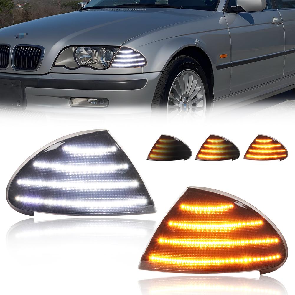 2PCS Front Corner Light Parking Light Turn Signal Light W/LED For 1999 2000 2001 BMW 323i/325i/325xi/330xi/330i/328i E46 Sedan