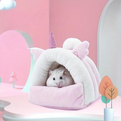 Casa de Nidificação para Hamster Saco de Dormir Ursinho Dourado Ninho de Algodão e Saco de Dormir Mantenha o Hamster Aquecido e Confortável