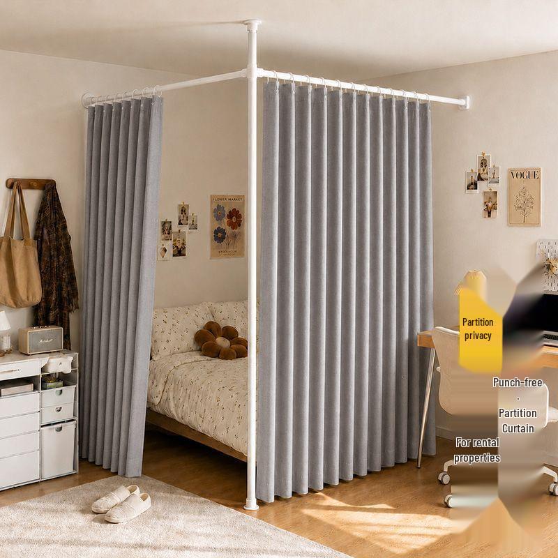 No-Punch Living Room Partition Curtain Divider for Rental Rooms, Dorms, or Salons