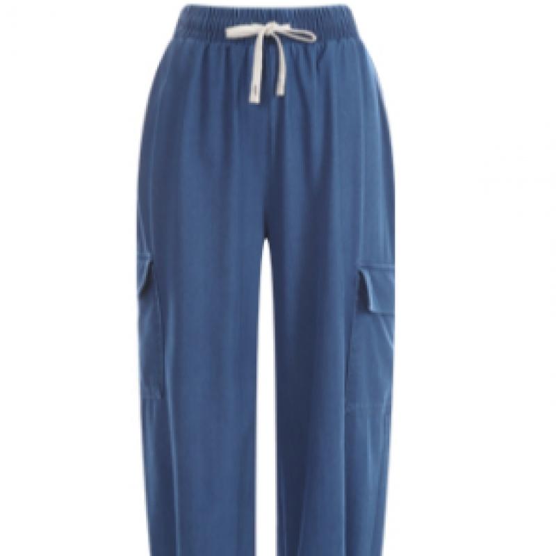 Shop Women Ice Cooling Denim Wide Jogger Pants Dark Blue Pic Wpt 12073
