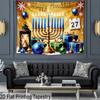 2D Hanukkah Festival with Lantern and Gifts Photo Booth Backdrop Cloth