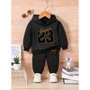 Baby Junge Langarm Größe 23 Digitalmuster Fleece Langarm Kapuzenpullover+lange Hose Zweiteiliges Set Geeignet für Freizeit