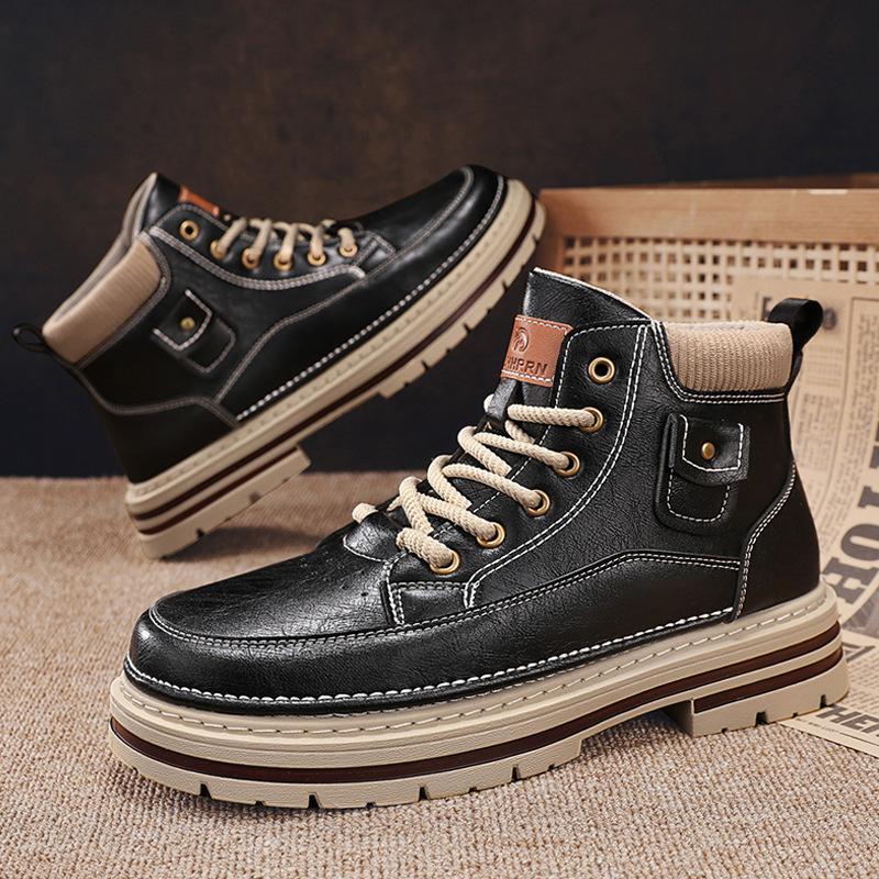 Autumn new British retro high-top Martin boots casual shoes high-top short boots leather shoes