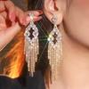 European and American Style Exaggerated Full Diamond Geometric Horse Eye Zircon Long Fringed Earrings Pentagram Earrings