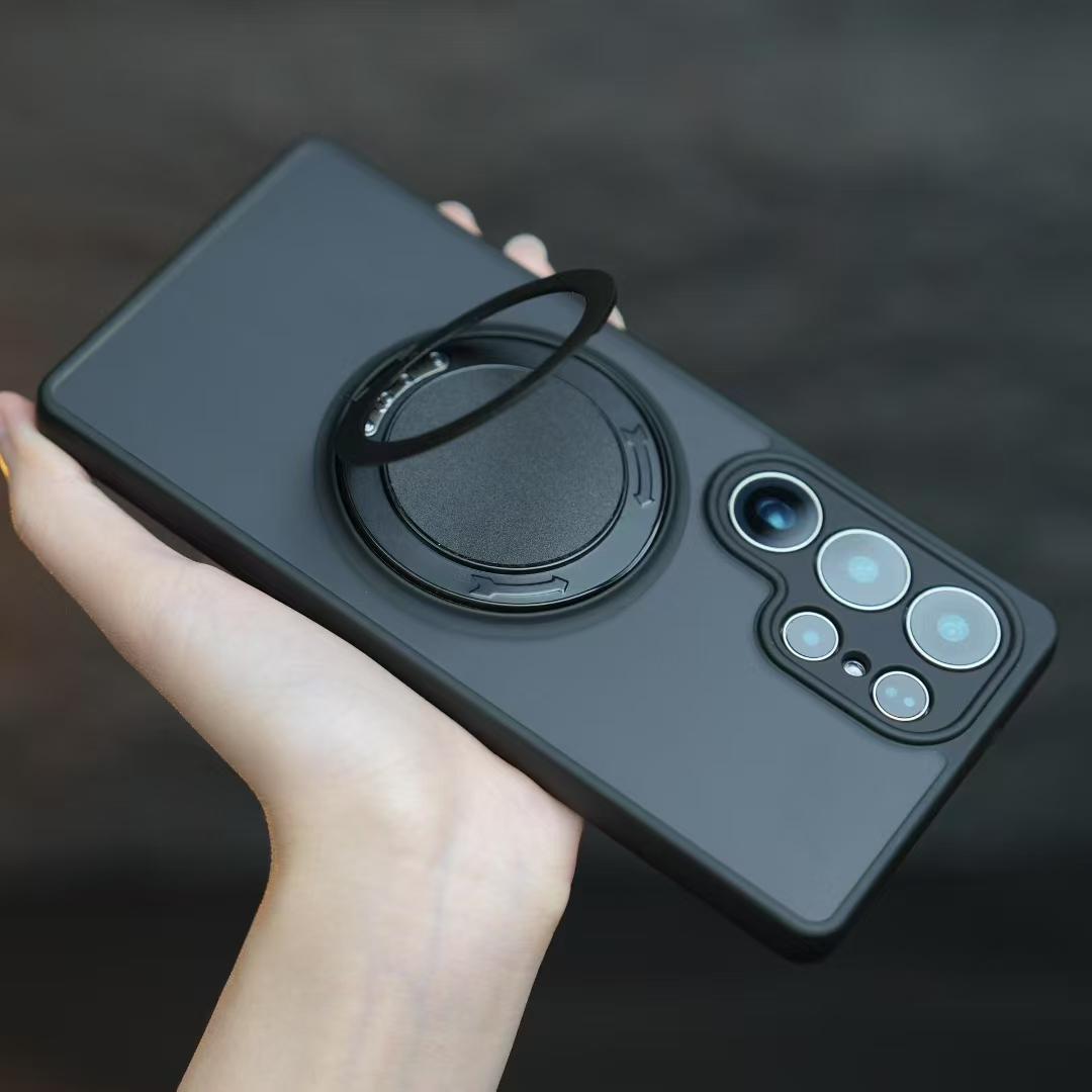 

Вращающаяся на 360° подставка, противоударный матовый прозрачный магнитный чехол для телефона Samsung S25 S23 S24 Ultra Pllus FE S25 Edge, чехол для Magsafe Galaxy S24