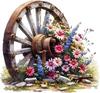 QT2481#Roda da Natureza Carro de Madeira Padrão de Flores Decalques, Adesivos de Vinil à Prova d'Água para Carro, Laptop, Superfície de Vidro