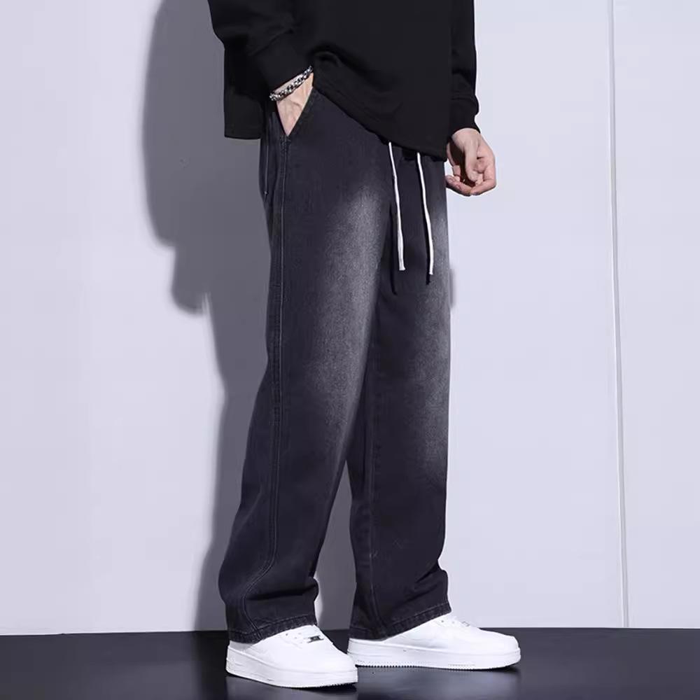 Men Black Jeans New Spring And Autumn Men Pants Wide-Leg Pants Men Casual Straight-Leg Trousers