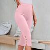 Women's Fashionable Solid Color High Waist Slimming Casual Elastic Waist Bottom Cropped Pants