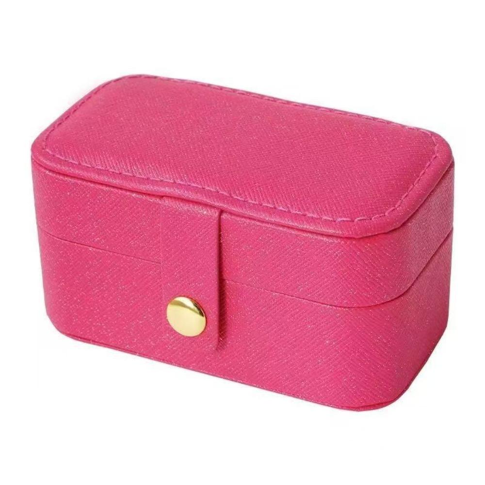 PU Leather Ring Necklace Case Solid Color Jewelry Display Case Simple Earrings Holder  Travel