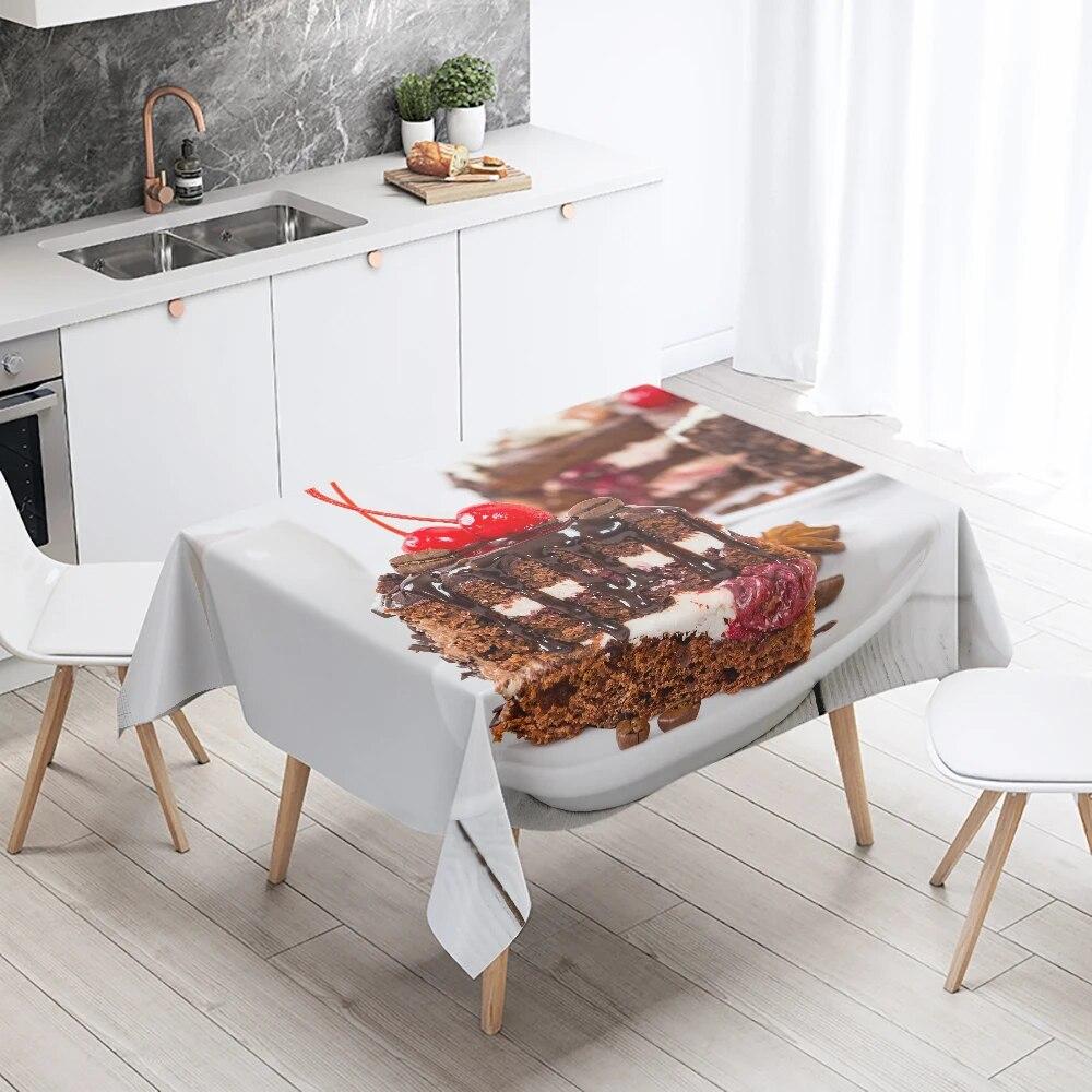 Fata de masa imprimata tort gurmand decor mese restaurant si antifouling dreptunghiular casa