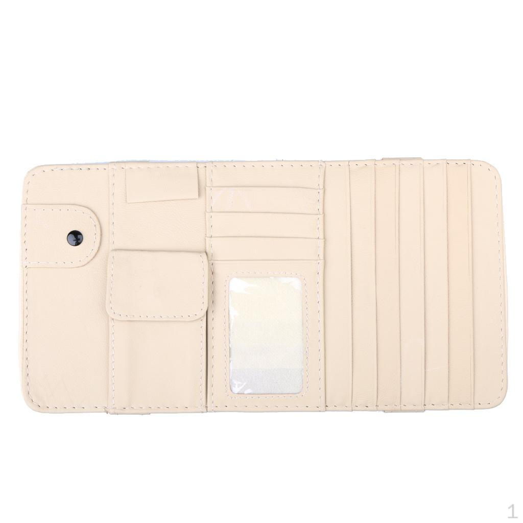 Visor Organizer, Multi-function 7pcs Holder Disc PU Leather Pen Storage Case Sunglasses Organizer бежевый