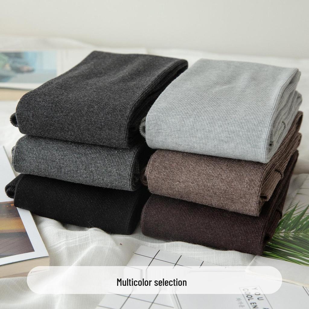 Extra Long Smoke Grey Fleece-Lined Micro Compression Vertical Stripe Women's Pantyhose Socks